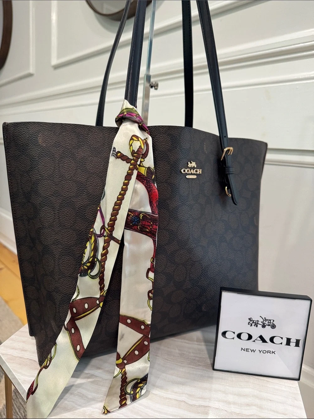 Coach Bag Large Brown Signature Leather City Tote Bag